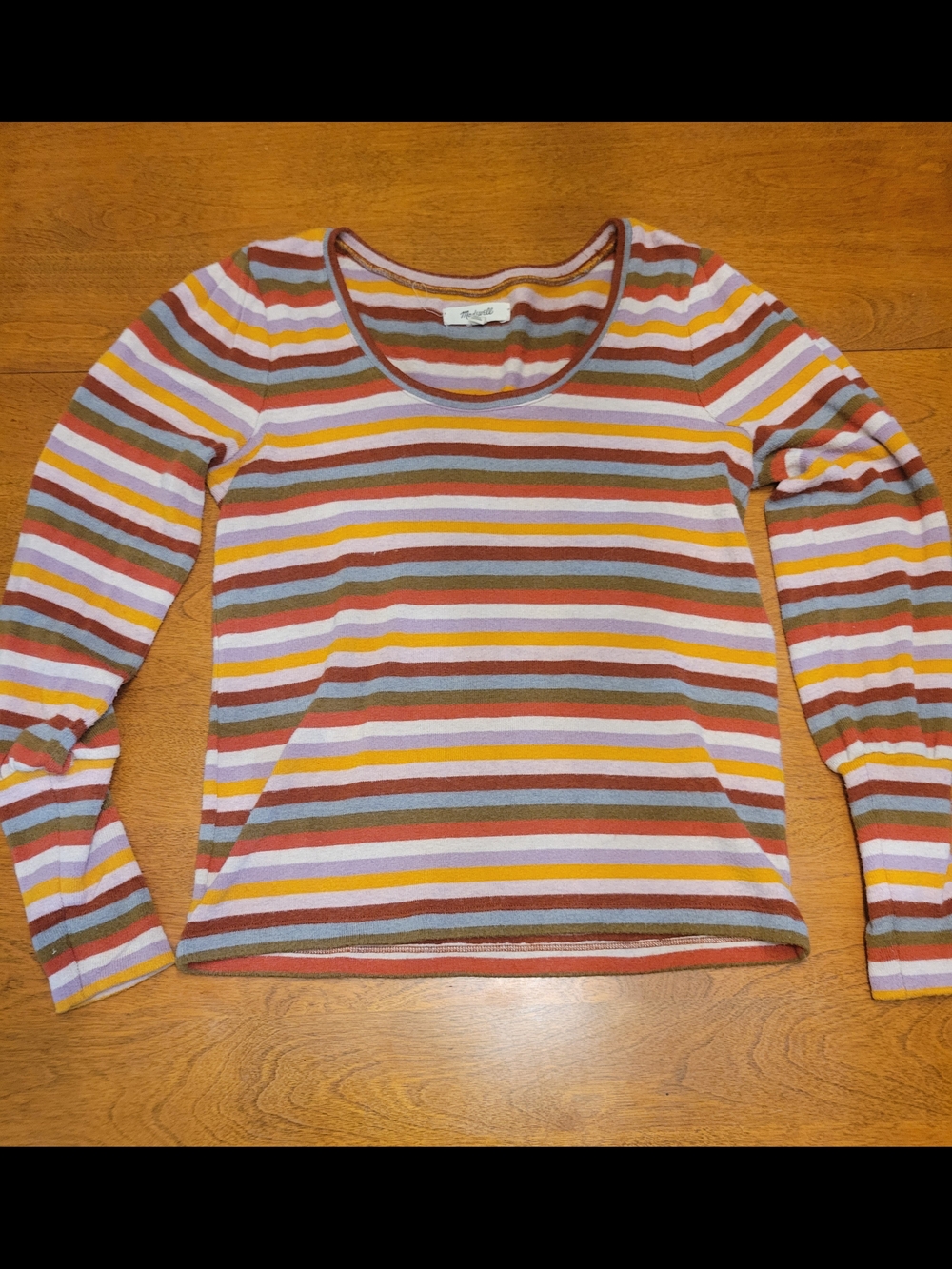 Striped Long Sleeve Top in Mauve, Rust & Lavender 70s Vibe| XXS